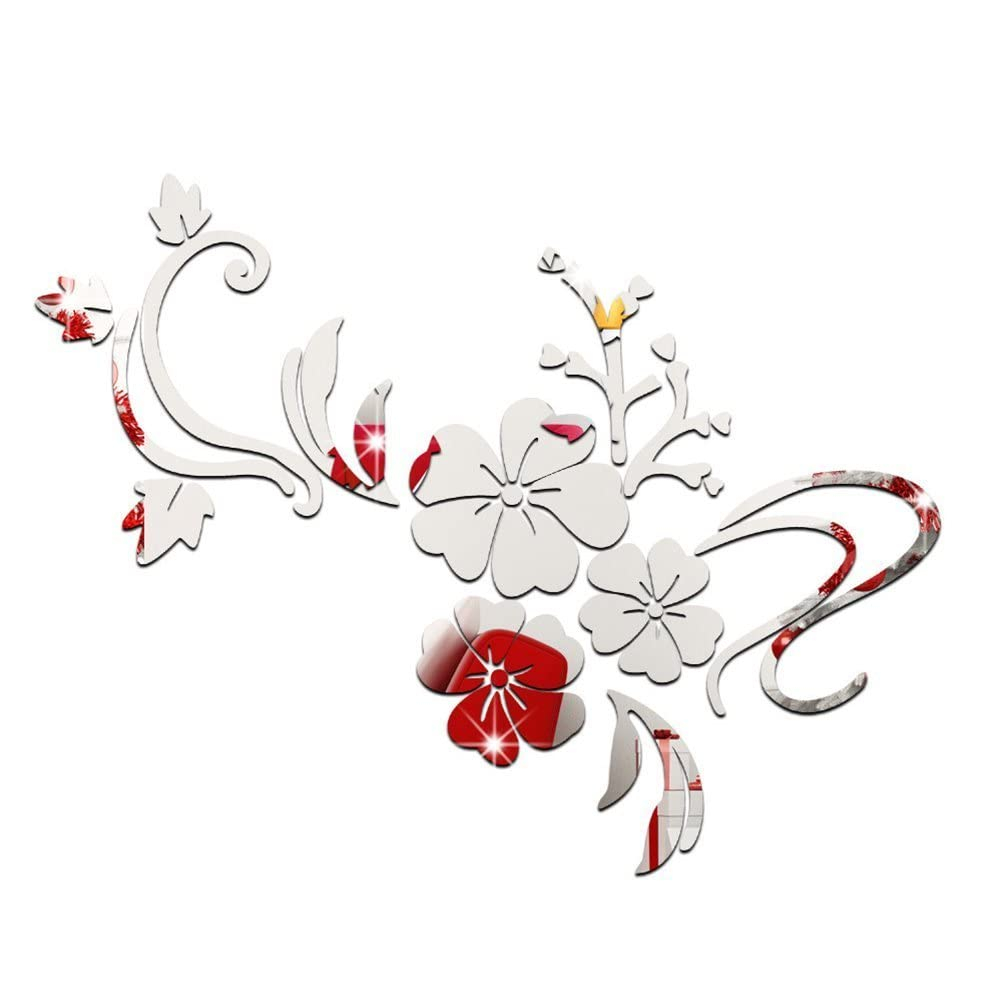 Set oglinzi acrilice autoadezive, model flori decorative, 60 x 80 cm