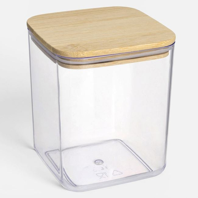Recipient Alimente cu Capac Bambus 1 L, Transparent