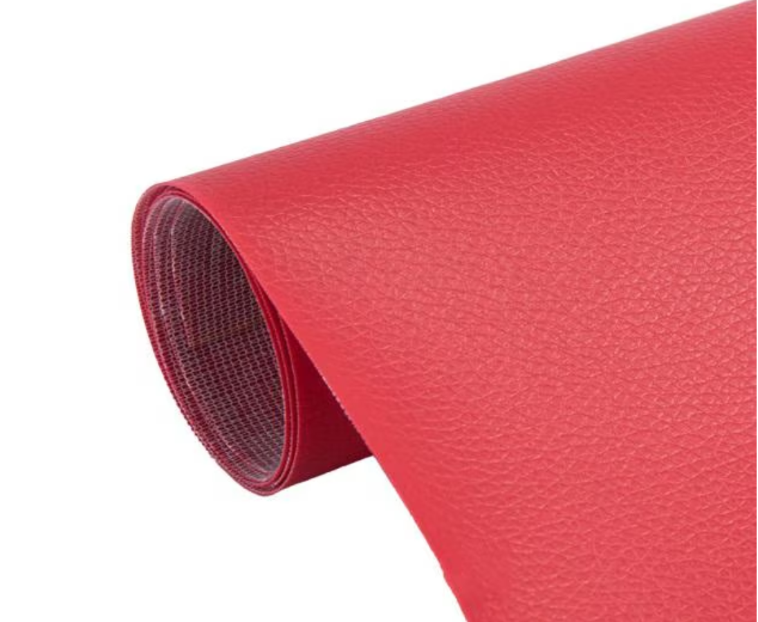 Rolă piele ecologică autoadezivă roșie, 50 x 138 cm, pentru recondiționare mobilier și interior auto