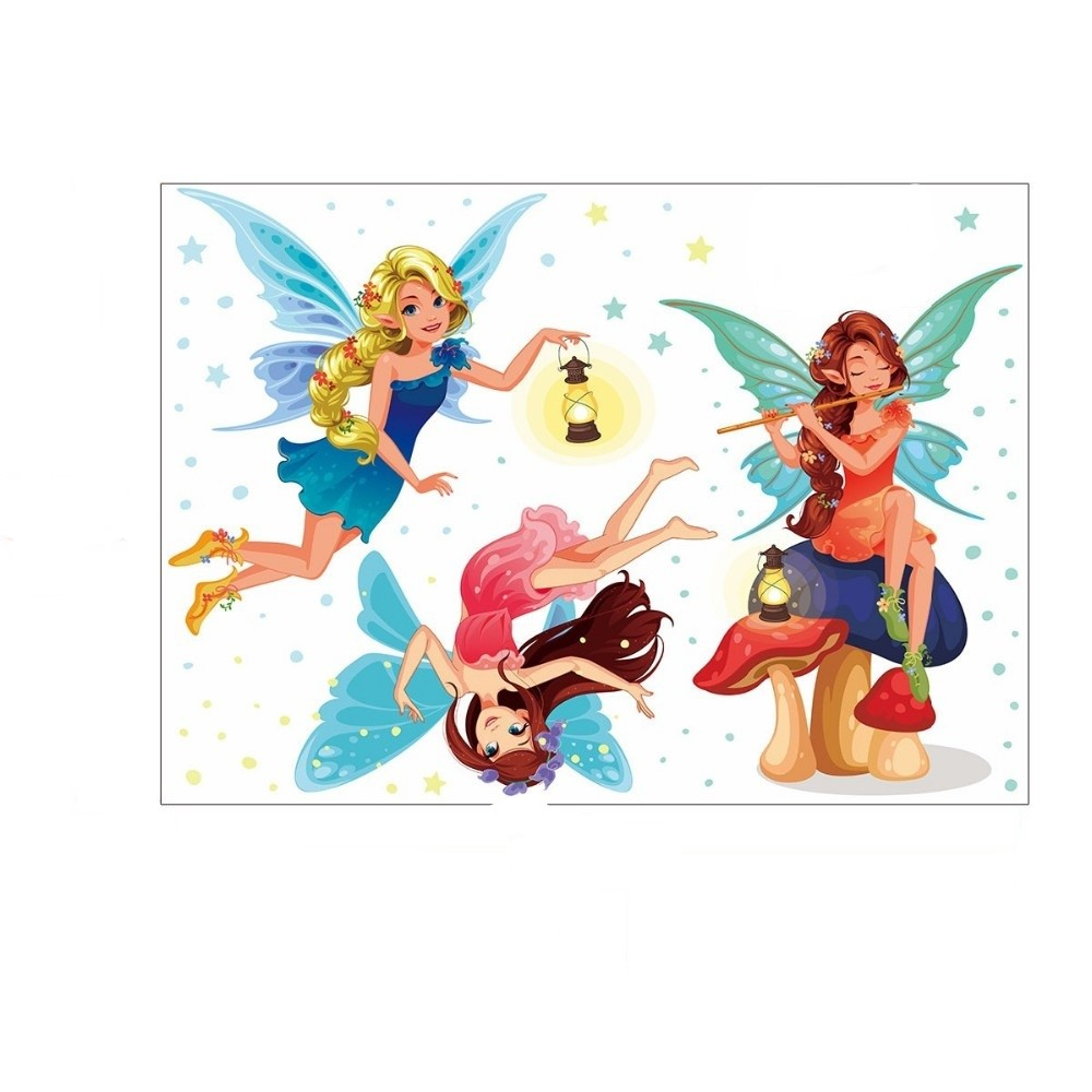 Sticker decorativ autoadeziv 3 Zane Ursitoare, 50 x 70 cm, pentru perete și decor interior