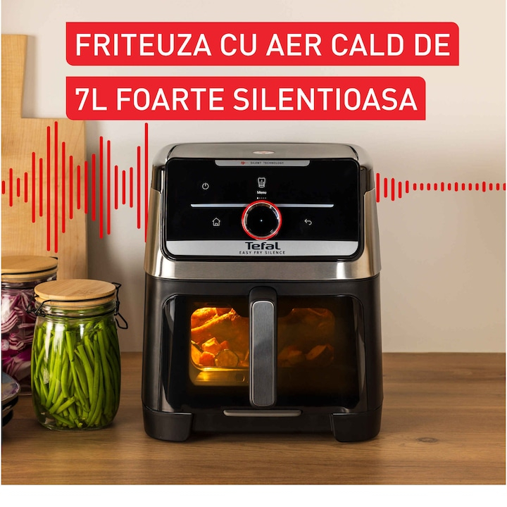 Friteuza cu aer cald Tefal Easy Fry Silence EY876DE1, argintiu & negru [2]
