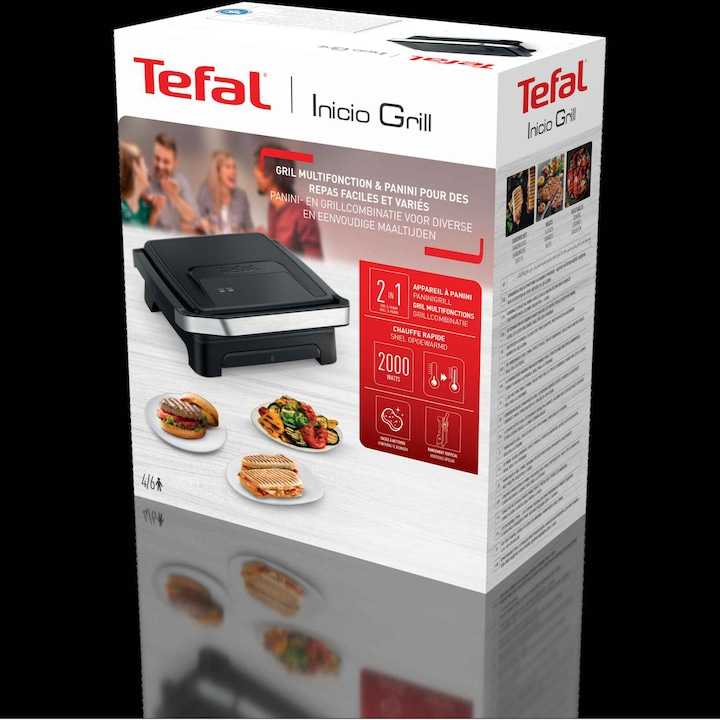 Gratar electric multifunctional Tefal Inicio Panini Maker & Grill GC271810, negru [4]