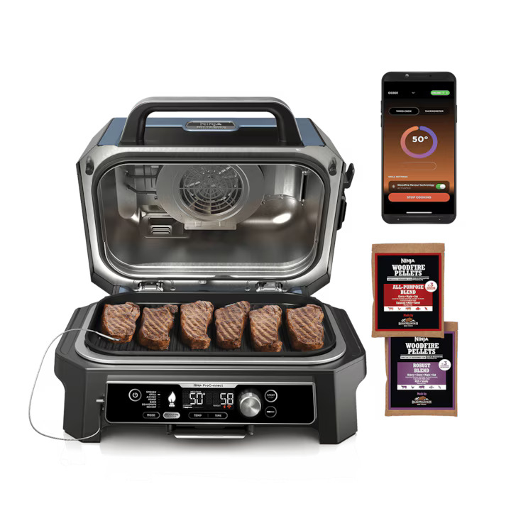 Gratar electric Ninja OG901EU Woodfire Pro Connect XL, negru/albastru [4]