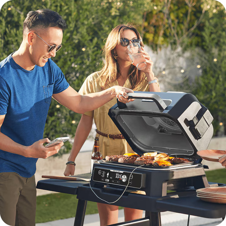 Gratar electric Ninja OG901EU Woodfire Pro Connect XL, negru/albastru [8]