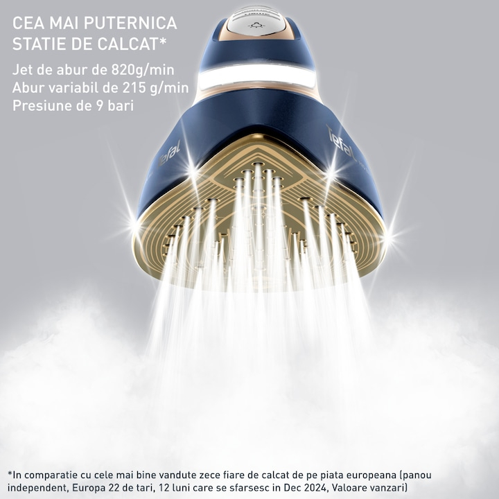 Statie de calcat cu boiler de inalta presiune Tefal Pro Express Vision Max GV9910E0, albastru & bej [2]