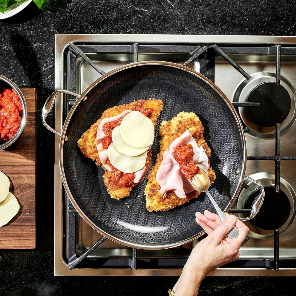 HexClad Hybrid Nonstick Frying Pan with Lid 35 cm, Silver [3]