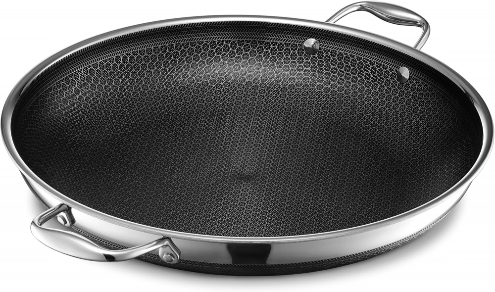 HexClad Hybrid Nonstick Frying Pan with Lid 35 cm, Silver [2]