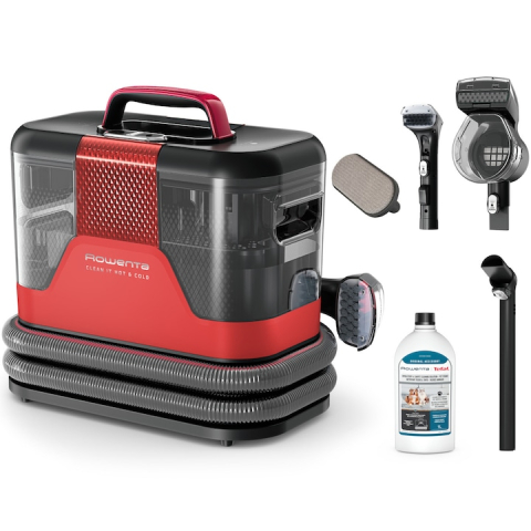 Aspirator cu spalare - Aspirator cu spalare Rowenta Clean IT Hot & Cold IN7020F0, rosu & gri
