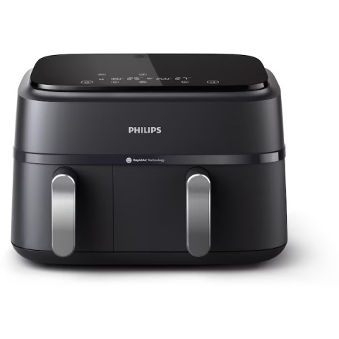 Friteuze - Friteuza dubla fara ulei Philips Airfryer Seria 3000 NA351/00, negru