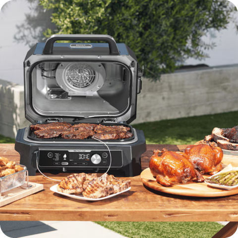 Gratar electric Ninja OG901EU Woodfire Pro Connect XL, negru/albastru [6]