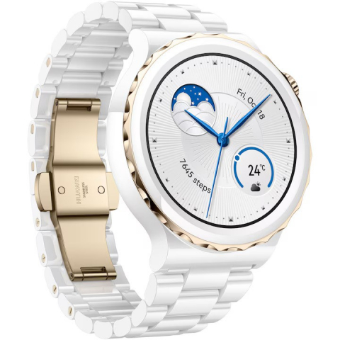 Smartwatch Huawei Watch GT 3 PRO, curea ceramic, alb [4]