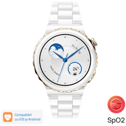 Smartwatch Huawei Watch GT 3 PRO, curea ceramic, alb [0]
