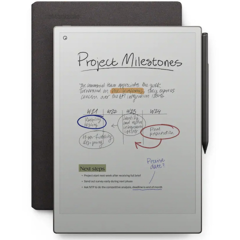 Tableta ePaper reMarkable Paper Pro cu husa Book Folio Basalt, Marker Plus pen si Marker tips incluse, argintiu [1]