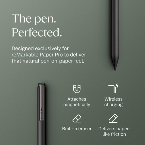 Tableta ePaper reMarkable Paper Pro cu husa Book Folio Basalt, Marker Plus pen si Marker tips incluse, argintiu [7]