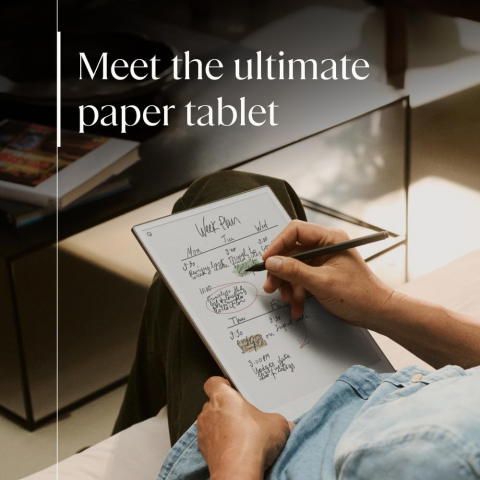 Tableta ePaper reMarkable Paper Pro cu husa Book Folio Basalt, Marker Plus pen si Marker tips incluse, argintiu [5]