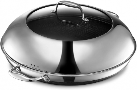 HexClad Hybrid Nonstick Frying Pan with Lid 35 cm, Silver [0]