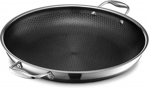 HexClad Hybrid Nonstick Frying Pan with Lid 35 cm, Silver [1]