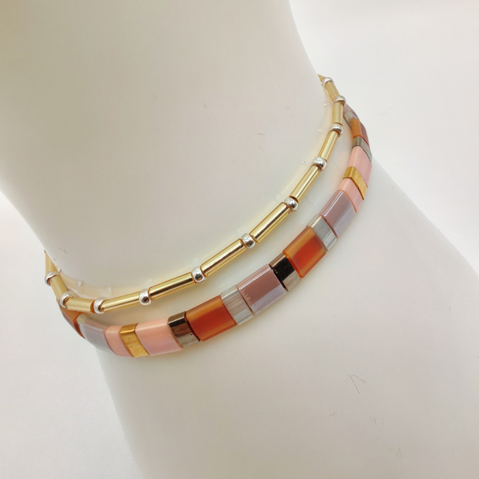 Asha - Set 2 bratari margele Miyuki din Japonia, placate cu Aur 24K si Argint 925 [1]