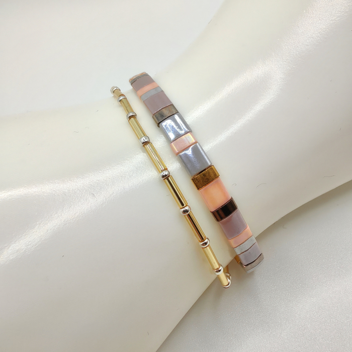 Asha - Set 2 bratari margele Miyuki din Japonia, placate cu Aur 24K si Argint 925 [2]