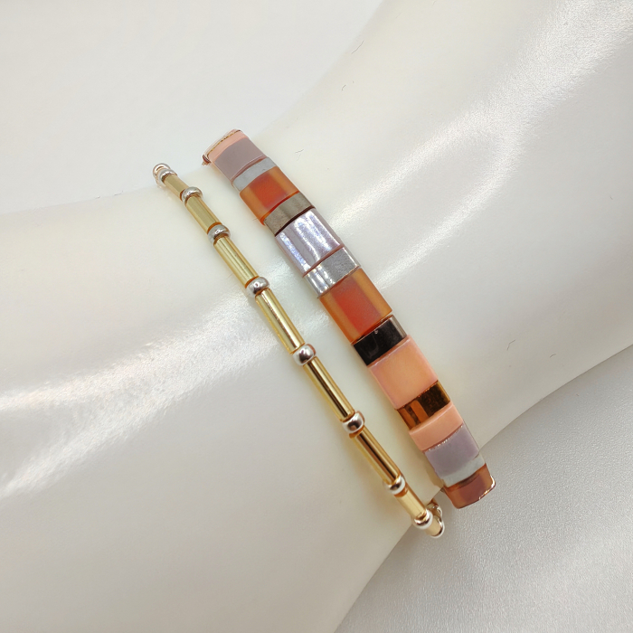 Asha - Set 2 bratari margele Miyuki din Japonia, placate cu Aur 24K si Argint 925 [2]