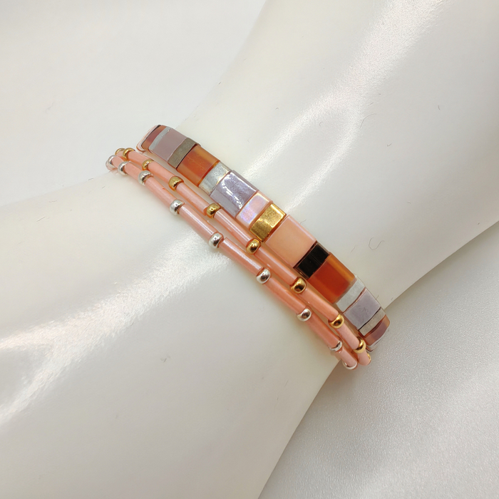 Asha - Set 3 bratari margele Miyuki din Japonia, placate cu Aur 24K si Argint 925 [2]