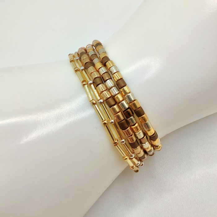 Faryra - Set 5 bratari margele Miyuki din Japonia, placate cu Aur 24K si Argint 925 [2]