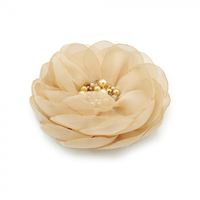 brosa-handmade-floare-voal-bej-cristale-perle [2]