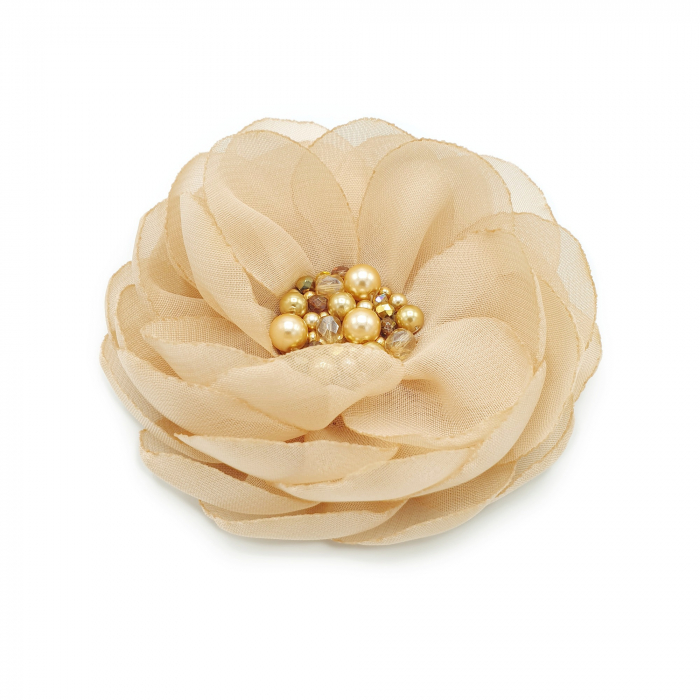 brosa-handmade-floare-voal-bej-cristale-perle [1]