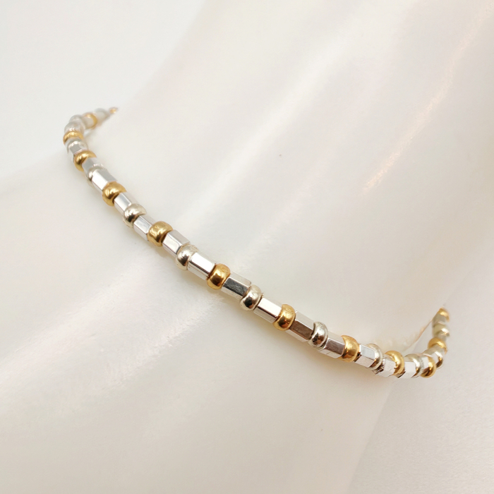 Just Shine - Bratara elastica foarte subtire din margele Miyuki, placare Argint 925, 2 mm [3]