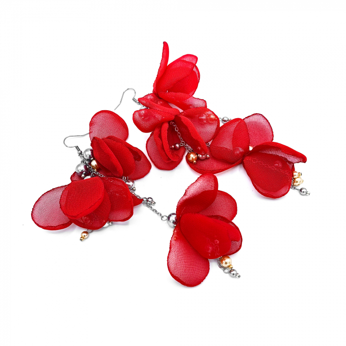 lovely-cercei-flori-voal-rosu-perle-lungi-handmade [3]