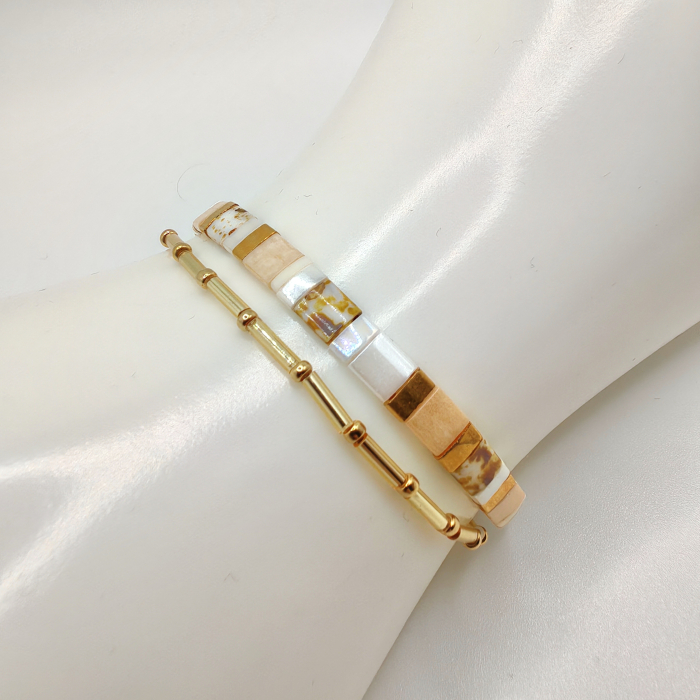 Lunara - Set 2 bratari margele Miyuki din Japonia, placate cu Aur 24K [2]