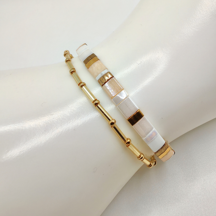 Lunara - Set 2 bratari margele Miyuki din Japonia, placate cu Aur 24K [2]