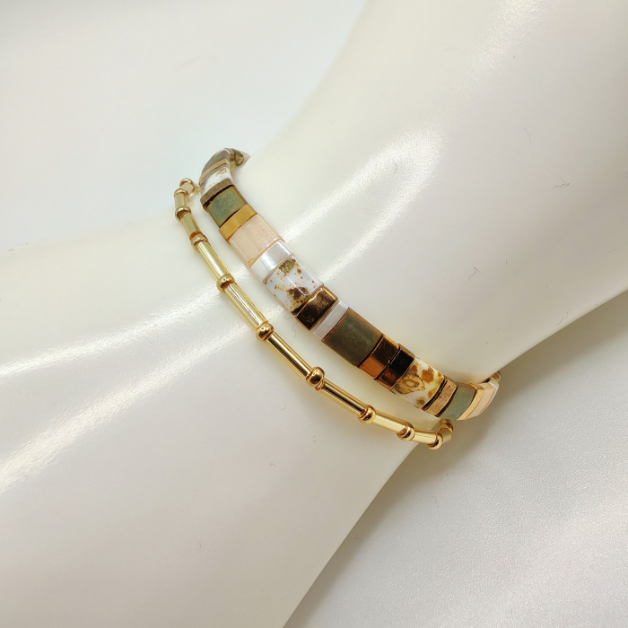 Lunara - Set 2 bratari margele Miyuki din Japonia, placate cu Aur 24K [2]