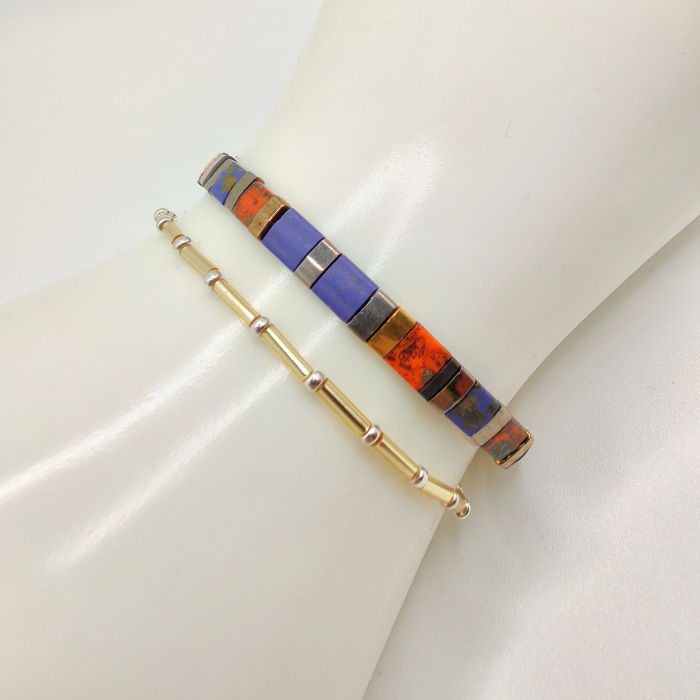 Saira - Set 2 bratari margele Miyuki din Japonia, placate cu Aur 24K si Argint 925 [2]