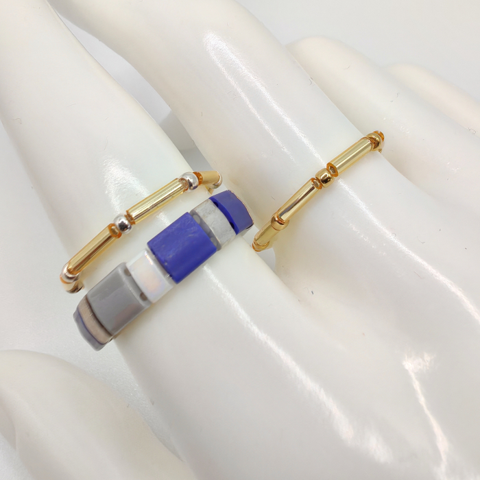 Saphira - Set 3 inele margele Miyuki, placate cu Aur 24K si Argint 925 [1]