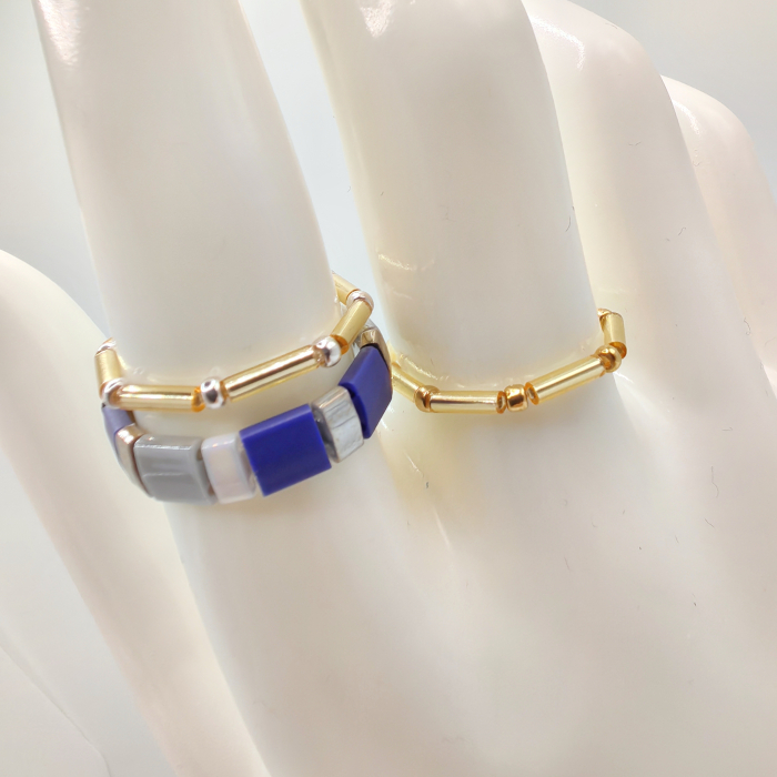 Saphira - Set 3 inele margele Miyuki, placate cu Aur 24K si Argint 925 [3]