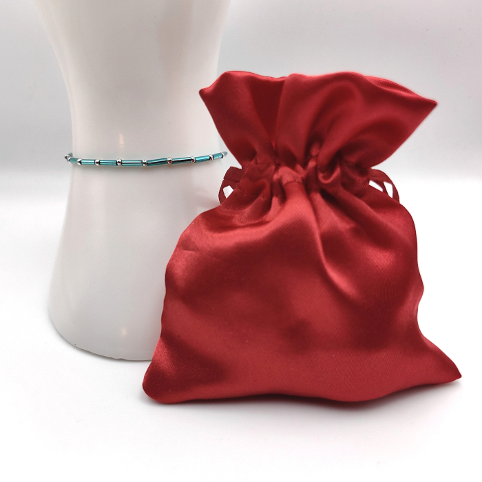 Seren - Bratara eleganta foarte subtire din margele Miyuki, albastru cu argintiu, elastica, 2 mm [4]