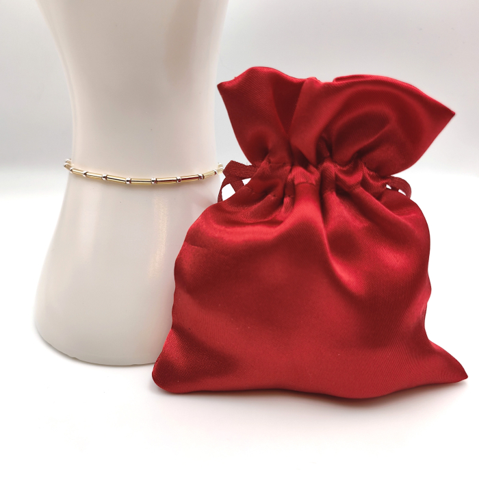 Seren - Bratara eleganta foarte subtire din margele Miyuki, auriu cu argintiu, elastica, 2 mm [4]