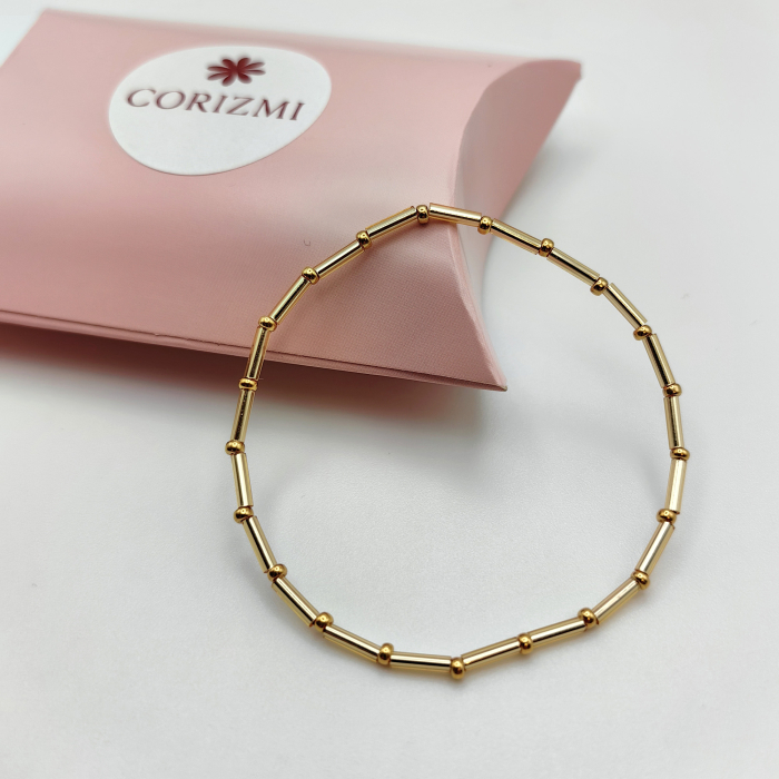 Seren - Bratara eleganta foarte subtire din margele Miyuki, auriu, elastica, 2 mm [2]