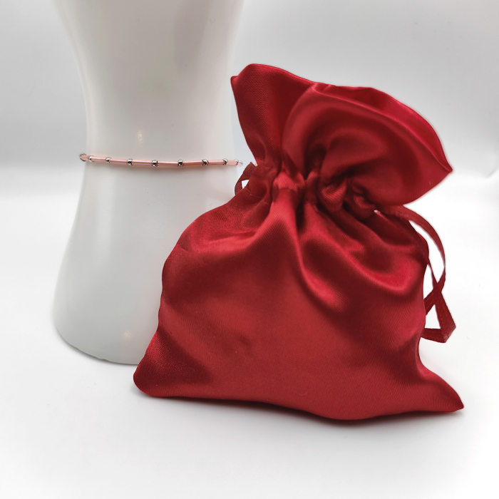 Seren - Bratara eleganta foarte subtire din margele Miyuki, roz cu argintiu, elastica, 2 mm [4]