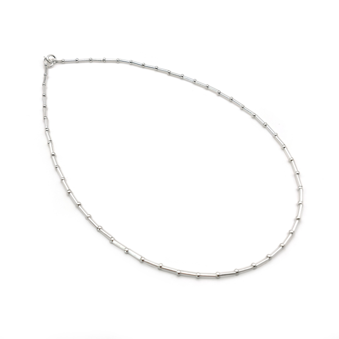 Seren - Colier elegant foarte subtire din margele Miyuki, argintiu, 2 mm [3]