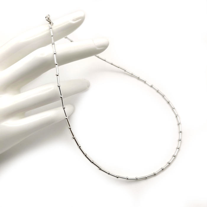 Seren - Colier elegant foarte subtire din margele Miyuki, argintiu, 2 mm [4]