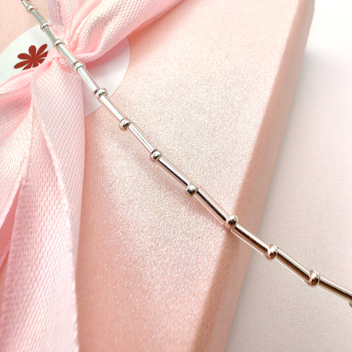 Seren - Colier elegant foarte subtire din margele Miyuki, argintiu, 2 mm [2]