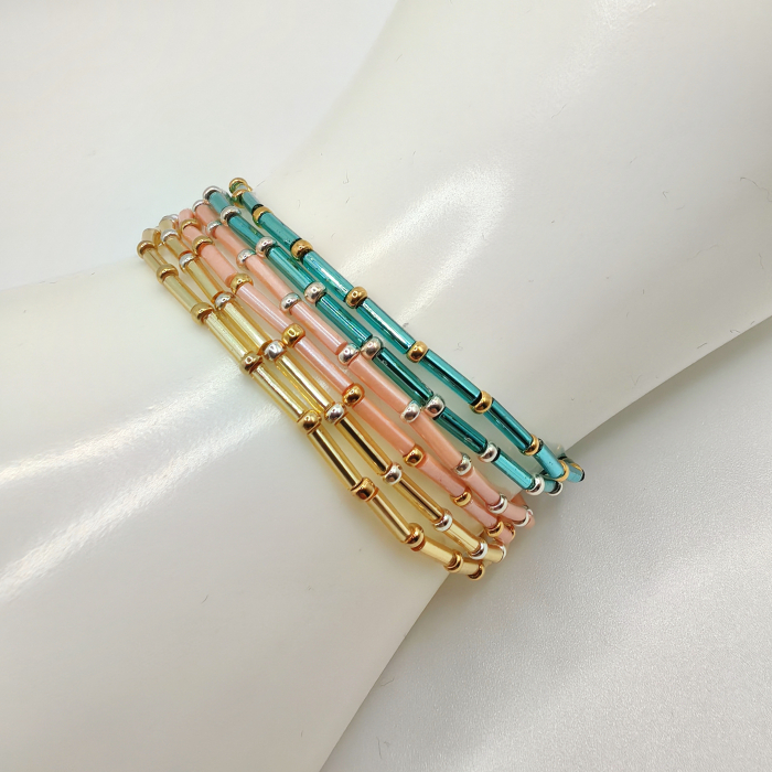 Seren - Set 6 bratari margele Miyuki, placate cu Aur 24K si Argint 925 [2]