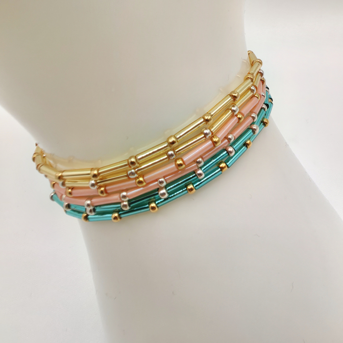 Seren - Set 6 bratari margele Miyuki, placate cu Aur 24K si Argint 925 [1]