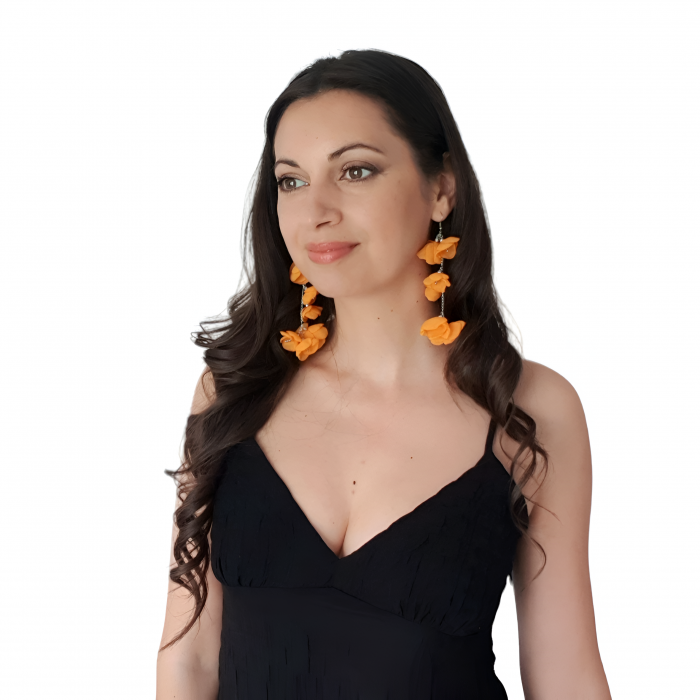 cercei-flori-voal-portocaliu [2]