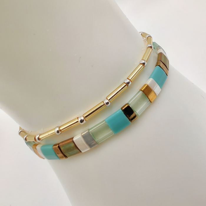 Zuri - Set 2 bratari cu margele Miyuki, placate cu Aur 24K si Argint 925 [1]