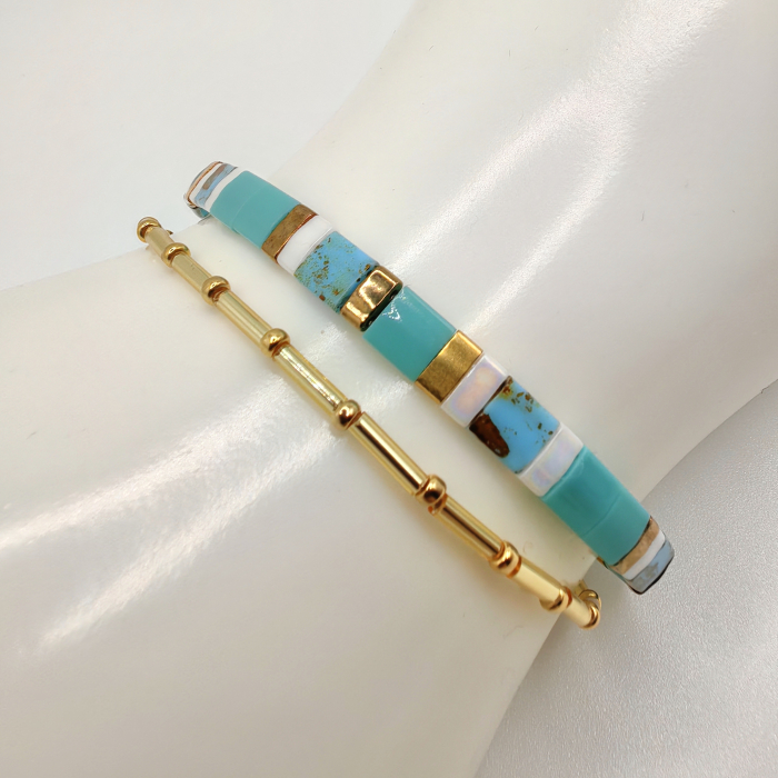 Zuri - Set 2 bratari elegante cu margele Miyuki, margele placate cu Aur 24K [2]