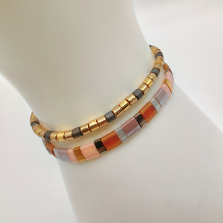 Bijuterii Dama - Asha - Set 2 bratari margele Miyuki din Japonia, placate cu Aur 24K