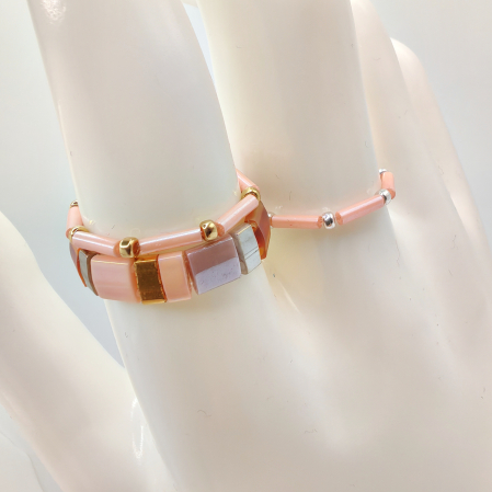 Asha - Set 3 inele margele Miyuki, placate cu Aur 24K si Argint 925 [1]